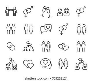 Premium set of couple line icons. Simple pictograms pack. Stroke vector illustration on a white background. Modern outline style icons collection.