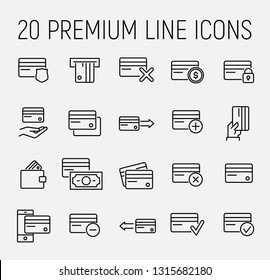 Premium set of credit card line icons. Simple pictograms pack. Stroke vector illustration on a white background. Modern outline style icons collection. 