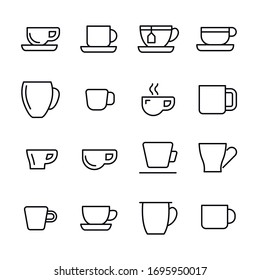 Premium set of cup line icons. Web symbols for web sites and mobile app. Modern vector symbols, isolated on a white background. Simple thin line signs.