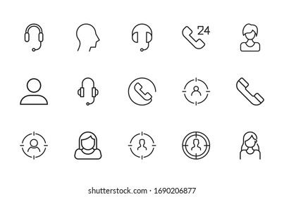 Premium set of customer service line icons. Web symbols for web sites and mobile app. Modern vector symbols, isolated on a white background. Simple thin line signs.