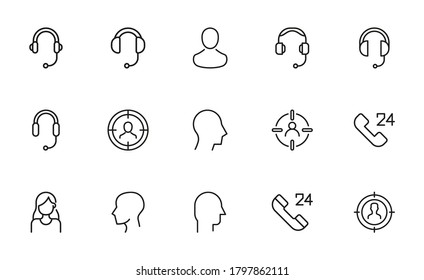 Premium set of customer service line icons. Web symbols for web sites and mobile app. Modern vector symbols, isolated on a white background. Simple thin line signs.