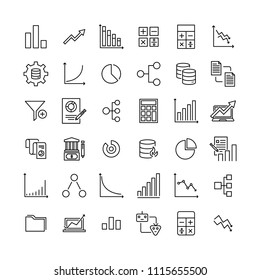 Premium set of data analytics line icons. Simple pictograms pack. Stroke vector illustration on a white background. Modern outline style icons collection. 