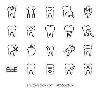 Premium set of dental line icons. Simple pictograms pack. Stroke vector illustration on a white background. Modern outline style icons collection.