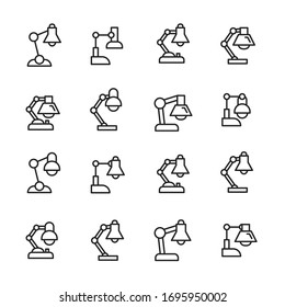 Premium set of desk lamp line icons. Web symbols for web sites and mobile app. Modern vector symbols, isolated on a white background. Simple thin line signs.