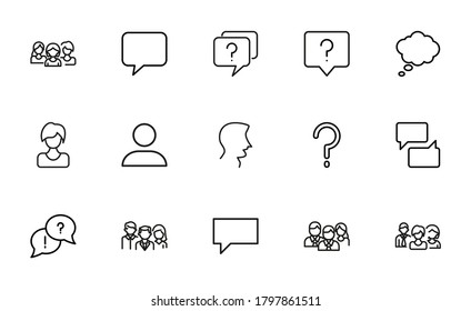 Premium set of dialogue line icons. Web symbols for web sites and mobile app. Modern vector symbols, isolated on a white background. Simple thin line signs.