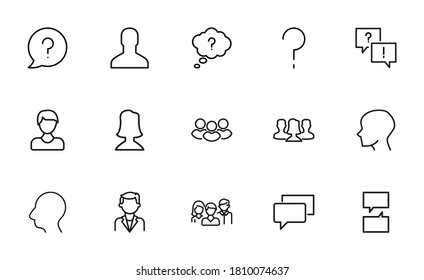 Premium set of dialogue line icons. Web symbols for web sites and mobile app. Modern vector symbols, isolated on a white background. Simple thin line signs.