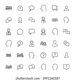 Premium set of dialogue line icons. Web symbols for web sites and mobile app. Modern vector symbols, isolated on a white background. Simple thin line signs.