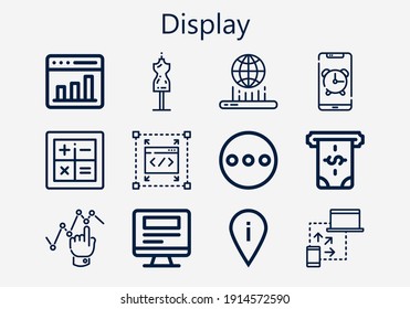 Premium set of display [S] icons. Simple display icon pack. Stroke vector illustration on a white background. Modern outline style icons collection of Placeholder, Laptop, Hologram, Graph