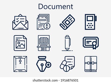 Premium Set Of Document [S] Icons. Simple Document Icon Pack. Stroke Vector Illustration On A White Background. Modern Outline Style Icons Collection Of Newspaper, Mail, Medical Prescription, Book