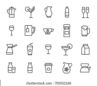 Premium set of drink line icons. Simple pictograms pack. Stroke vector illustration on a white background. Modern outline style icons collection.