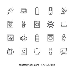 Premium set of electronics line icons. Web symbols for web sites and mobile app. Modern vector symbols, isolated on a white background. Simple thin line signs.