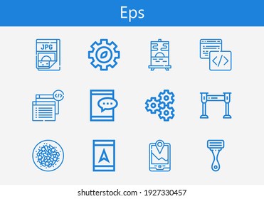 Premium set of eps line icons. Simple eps icon pack. Stroke vector illustration on a white background. Modern outline style icons collection of Jpg, Buddhas delight, Coding