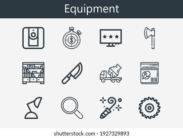 Premium set of equipment line icons. Simple equipment icon pack. Stroke vector illustration on a white background. Modern outline style icons collection of Freezer