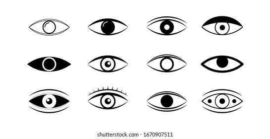 Premium set of eye line icons. Simple pictograms pack. Human organs of vision in different positions, visual system in graphic design