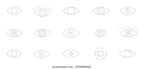 Conjunto premium de ícones de linha de olho. Pacote de pictogramas simples. Ilustração do vetor de traçado em um plano de fundo branco. Coleção de ícones de estilo de estrutura de tópicos moderna. 