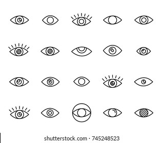 Premium set of eye line icons. Simple pictograms pack. Stroke vector illustration on a white background. Modern outline style icons collection. 