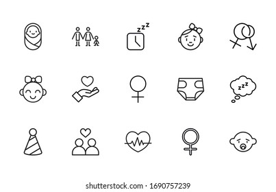 Premium set of Family line icons. Web symbols for web sites and mobile app. Modern vector symbols, isolated on a white background. Simple thin line signs.
