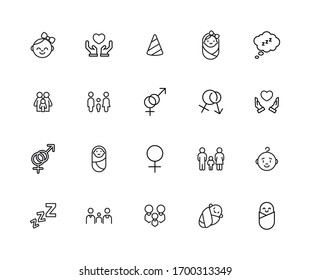 Premium set of Family line icons. Web symbols for web sites and mobile app. Modern vector symbols, isolated on a white background. Simple thin line signs.
