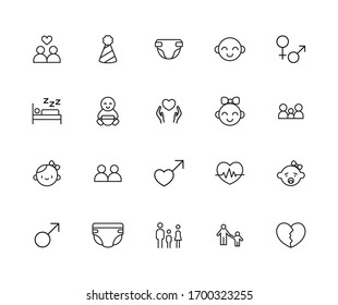 Premium set of Family line icons. Web symbols for web sites and mobile app. Modern vector symbols, isolated on a white background. Simple thin line signs.
