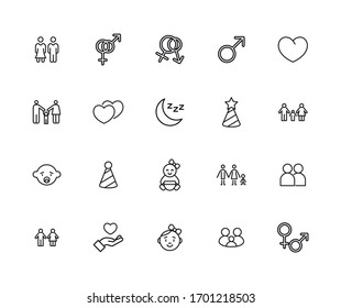 Premium set of Family line icons. Web symbols for web sites and mobile app. Modern vector symbols, isolated on a white background. Simple thin line signs.
