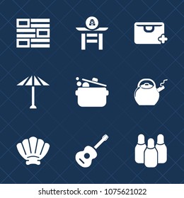 Premium set with fill icons. Such as marine, web, sale, cook, seashell, market, shell, culture, musical, sign, cone, asian, newspaper, ball, paper, japanese, communication, colorful, internet, music