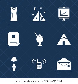 Premium set with fill icons. Such as report, nature, call, document, telephone, strawberry, id, beauty, female, dessert, cream, phone, chart, camp, machine, fashion, identity, dress, graphic, outdoor