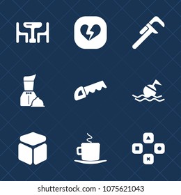Premium set with fill icons. Such as man, woman, cafe, cube, waiter, sign, coffee, saw, help, lifebuoy, square, cup, broken, fun, dinner, industrial, repair, kitchen, computer, plate, love, restaurant