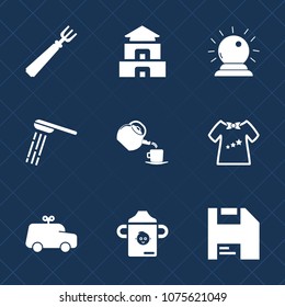 Premium set with fill icons. Such as car, shower, meal, food, asian, travel, childhood, landmark, computer, plastic, cup, bath, toy, play, sorcery, drink, diskette, magic, ancient, nutrition, pagoda