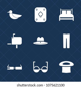 Premium set with fill icons. Such as west, black, texas, pillow, mattress, modern, trousers, play, white, mail, pants, fashion, sign, nature, bed, message, mailbox, casino, sheriff, clothing, send