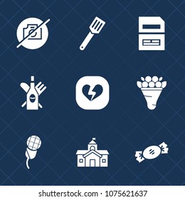 Premium set with fill icons. Such as document, love, computer, white, wine, kitchen, data, cooking, file, water, music, camera, drink, pan, photo, blue, sign, picture, city, pot, decoration, heart, no