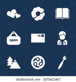 Premium set with fill icons. Such as valentine, food, boy, cake, brush, japanese, sweet, shop, send, tree, japan, shape, bakery, paint, store, internet, holiday, background, letter, textbook, love