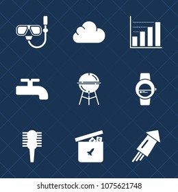 Premium set with fill icons. Such as web, data, bear, beauty, ball, sea, snorkel, diagram, festival, bbq, smart, sign, holiday, firework, watch, water, snorkeling, crane, equipment, summer, underwater
