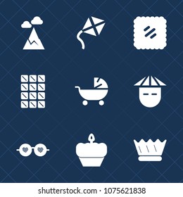 Premium set with fill icons. Such as chain, sunglasses, panorama, nature, hill, style, stamp, japanese, luxury, cake, people, kid, pram, peak, dessert, chocolate, chinese, stroller, crown, post, asian