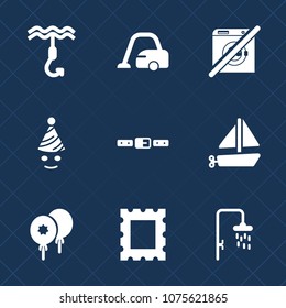 Premium set with fill icons. Such as boat, border, black, vacuum, toy, white, hook, wash, domestic, funny, housework, clean, fun, birthday, household, decoration, dont, travel, ship, holiday, cleaner