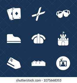 Premium set with fill icons. Such as fish, technology, game, gardening, screen, plastic, card, toy, pruning, sand, sushi, beer, garden, sale, scissors, equipment, work, white, casino, tool, apple, tv