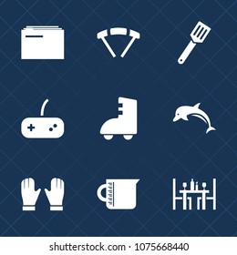 Premium set with fill icons. Such as sky, wildlife, kitchen, liquid, glass, skating, skydiver, business, ocean, skydiving, container, restaurant, file, joystick, game, cooking, coffee, roller, glove