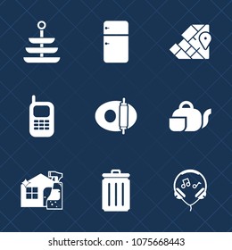 Premium set with fill icons. Such as teapot, europe, bin, map, japanese, dinner, communication, pan, mobile, drink, beverage, tea, continent, lunch, earth, phone, technology, garbage, can, atlas, food