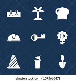 Premium set with fill icons. Such as beverage, flower, nature, chemistry, background, floral, experiment, kitchen, restaurant, laboratory, food, cook, tropical, hat, chef, uniform, key, tool, research