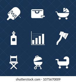 Premium set with fill icons. Such as infant, pram, grill, bag, container, cone, ice, summer, diagram, dessert, liquid, axe, baby, beverage, carriage, , vanilla, sale, object, child, meat, kid, cream