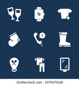 Premium set with fill icons. Such as restaurant, leather, bottle, beverage, alcohol, warm, fashion, street, wine, t-shirt, sign, socks, red, style, watch, location, footwear, drink, support, autumn