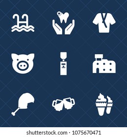 Premium set with fill icons. Such as mouth, bird, house, hog, sweet, city, sport, animal, pool, water, fashion, alcohol, gallon, health, liquid, dentistry, bar, dental, meat, beer, ice, hygiene, care