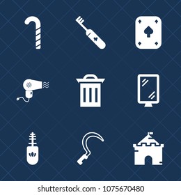 Premium set with fill icons. Such as lolly, mascara, toothbrush, colorful, trash, game, dental, lollipop, recycle, brush, candy, road, stick, hygiene, street, hairdryer, dryer, food, building, dessert