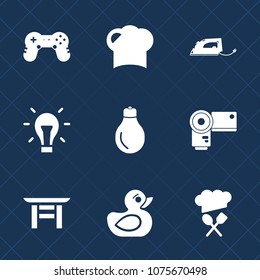 Premium set with fill icons. Such as travel, light, japan, photography, iron, photo, hat, duck, rubber, white, button, toy, torii, electric, electricity, uniform, home, bulb, tool, technology, chief