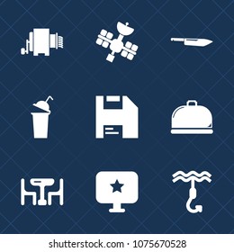 Premium set with fill icons. Such as pasta, dish, dinner, diskette, coffee, time, internet, web, hot, wireless, satellite, computer, beverage, home, communication, star, drink, technology, hook, woman