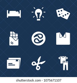Premium set with fill icons. Such as double, lamp, power, file, white, luck, electricity, dice, interior, chance, fashion, bar, clothing, bed, idea, chocolate, document, new, mon, gambling, house, cut