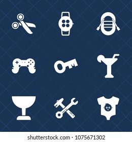Premium set with fill icons. Such as controller, hammer, watch, alcohol, gaming, cut, yacht, equipment, game, technology, screen, wrench, security, smart, lock, boat, clothing, sign, transportation