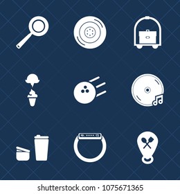Premium set with fill icons. Such as car, transport, ball, automobile, vacation, restaurant, machine, ice, location, sport, kitchen, coffee, white, tire, rubber, sweet, cafe, travel, sound, speed, pan