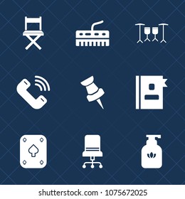 Premium set with fill icons. Such as bottle, drum, comfortable, call, car, button, marker, black, list, armchair, instrument, information, message, keyboard, clean, soap, seat, navigation, liquid, map