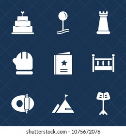 Premium set with fill icons. Such as play, knight, bakery, drop, pointer, white, scarf, nature, warm, piece, dessert, sweet, favorite, cake, home, season, winter, sign, strategy, favour, musical, pan