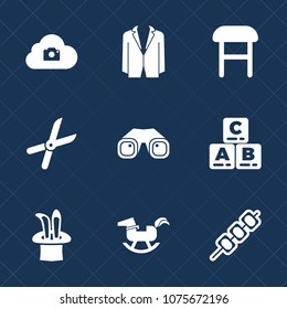 Premium set with fill icons. Such as comfort, tie, white, computer, sign, magic, barbecue, baby, modern, play, cut, person, binocular, gardening, scissors, work, male, home, business, photo, toy, suit
